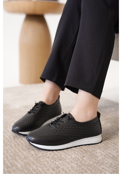 Daxtors D0155 Günlük Ortopedik Kadın Sneaker Spor Ayakkabı Siyah