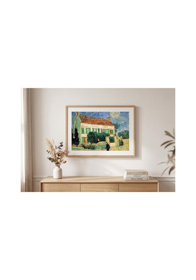 Van Gogh Geceleyin Beyaz Ev Çerçevesiz Poster 30x42 Cm A3 Tablo Duvar Dekoru Mat Fotoğraf Kağıdı