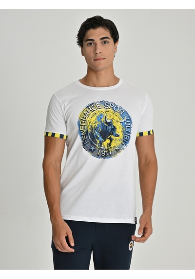 Fenerium Erkek Trıbun Boğalı Logo Tshırt Beyaz