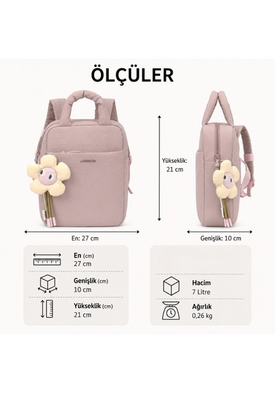 Lassig Mini Minoa Bebek Çocuk Sırt Çantası Powder Rose Pembe