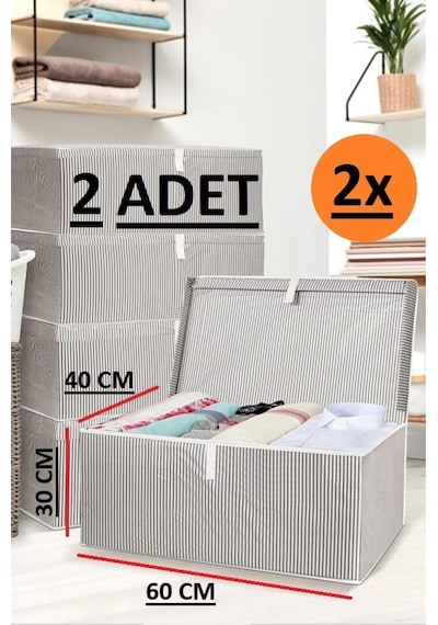 Daisyhome 2 Adet Kapaklı Kutu Hurç Mega Boy 60 40 30 Çok Amaçlı Kutu Hurç