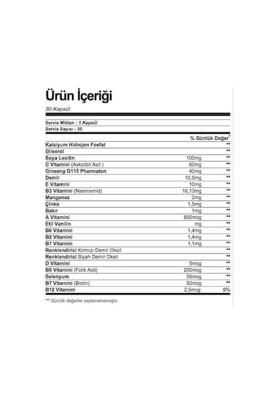 Pharmaton Vitality 30 Kapsül 3 Adet