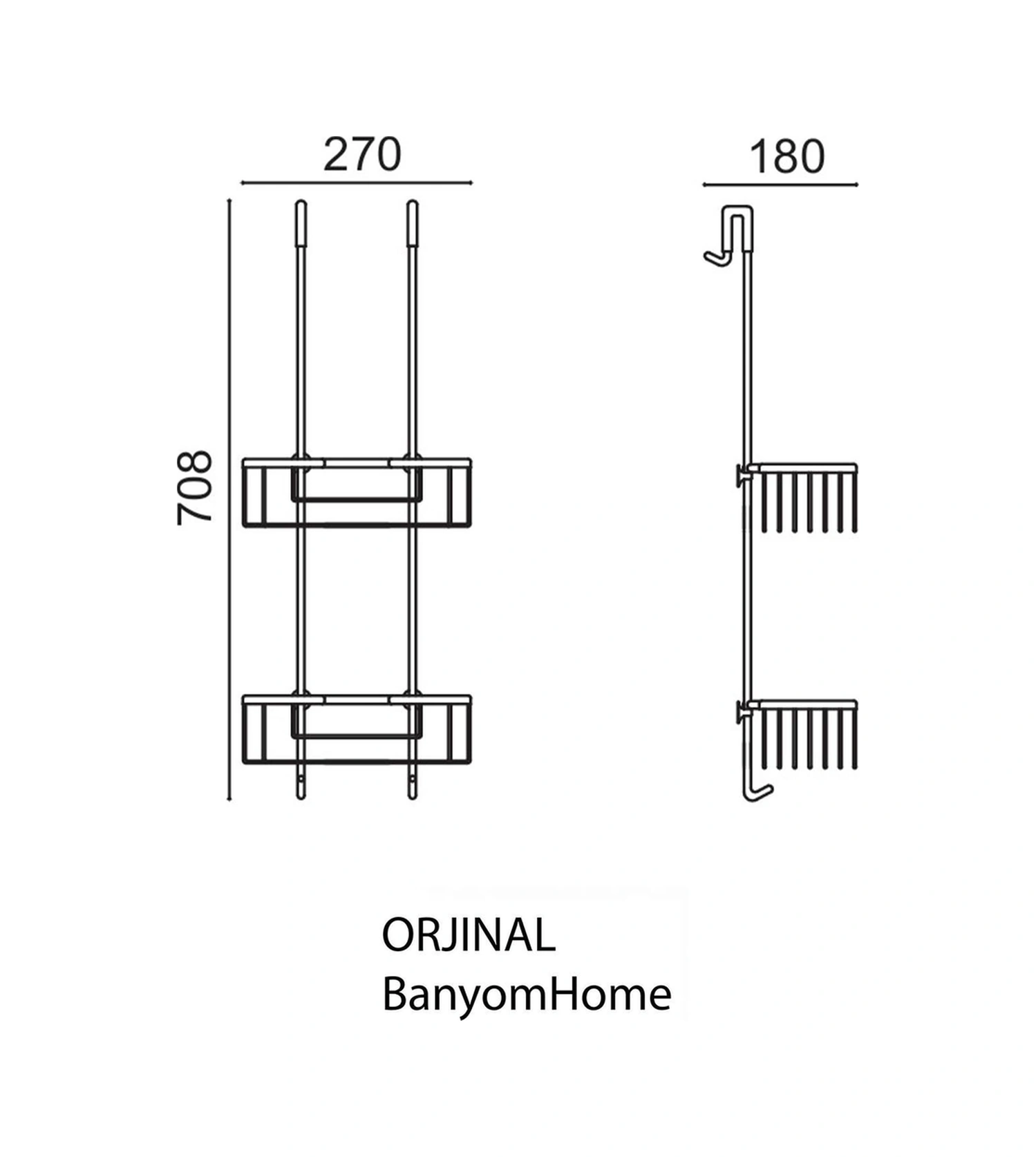 Çelik Banyo Paslanmaz Pirinç Duşakabin Için Şampuanlık Krom