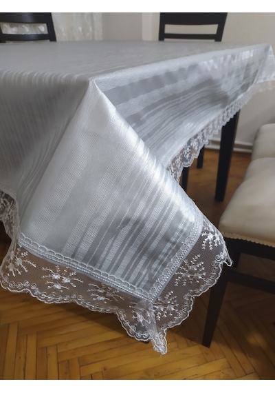 Masa Örtüsü Pvc Dantel Kenar Çizgili Motif