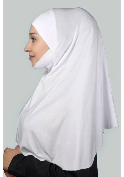 Altobeh Hazır Türban Peçeli Pratik Eşarp Tesettür Nikaplı Hijab - Namaz Örtüsü Sufle (XL) - Beyaz