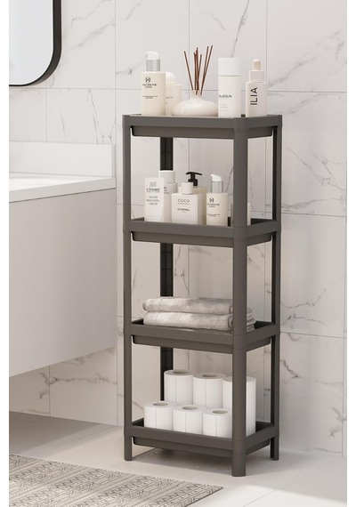 Vesken 4 Katlı Mutfak Banyo Dolabı Raf Ünitesi, 100x36x23 Cm, Siyah Mfks-om-1016b