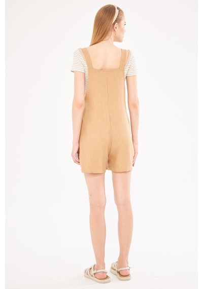 Armonika Kadın Camel Askıları Bağlama Detaylı Cepli Mini Tulum Arm-24y001077