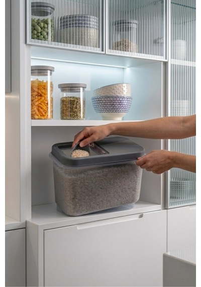 Çok Amaçlı Saklama Kabı 10lt Multibox- Erzak Bakliyat Deterjanlık Saklama Kutusu Bej
