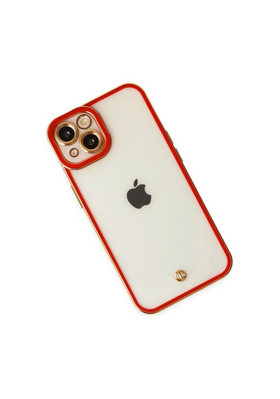 Apple Uyumlu - iPhone 14 Plus Kılıf Liva Lens Silikon - Kırmızı