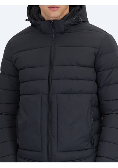 Kip Siyah Regular Fit Gömlek Yaka Casual Dokuma Mont Siyah