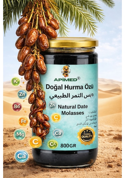 Doğal Hurma Özü 800 Gr Katkısız Hurma Pekmezi Şekersiz, Yoğun Kıvamlı, Enerji Kaynağı,