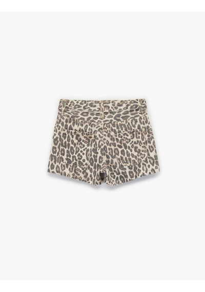 Koton Leopar Desenli Pamuklu Kruvaze Denim Şort Etek Bej Desenli 6wkg40071ad Ekru Desenli