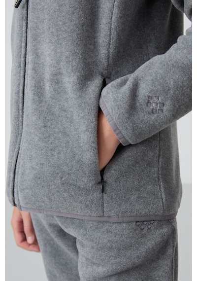 Tommy Life Gri Melanj Kalın Yumuşak Dokulu Standart Fit Nakışlı Polar Kız Çocuk Sweatshirt - 75154 Gri Melanj