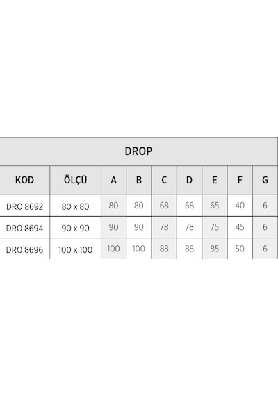 Shower 90x90 Drop Kare Panelli Duş Teknesi