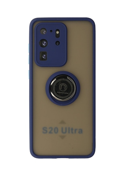 Newface - 830 - Samsung Galaxy S20 Ultra Kılıf Montreal Yüzüklü Silikon Kapak - Kmrsfres - - Lacivert