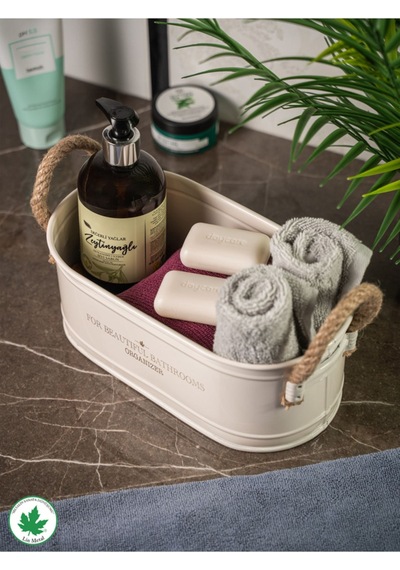 İp Kulplu Baton Metal Banyo Düzenleyici, Banyo Organizeri For Beautiful Bathrooms Organizer Baskı - Krem Krem