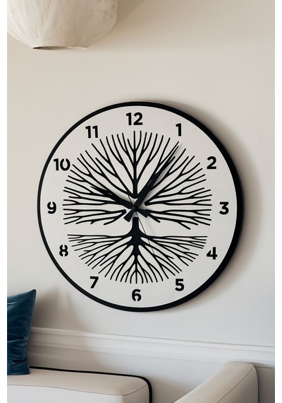 Dekoratif Yeni Modern Shaula Beyaz Ahşap Duvar Saati 48cm Siyah - Beyaz