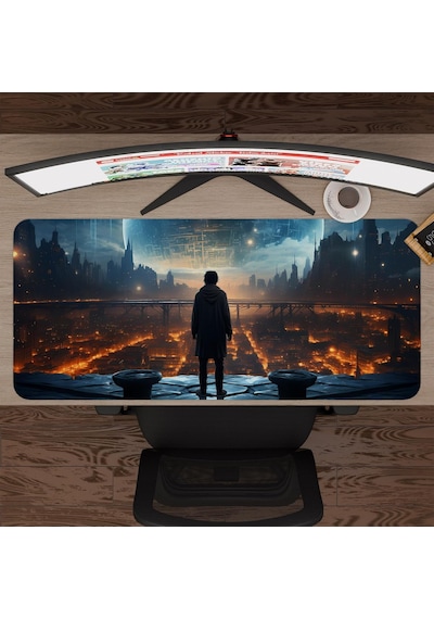 Tr Yıldız Galaksi Gaming Mouse Pad Kauçuk Kaymaz Taban Mousepad V2, 90x40 Xxl