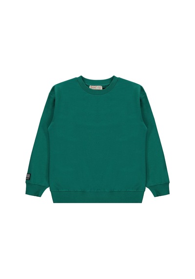 Silversun Kids Silversun Basic Etiket Armalı 8-13 Yaş Sweatshirt - Yeşil