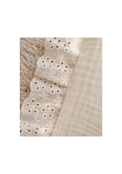 H&c Bebek Müslin Nevresim Takımı 4 Parça Brode Dantel Detaylı Krem 100x150 CM
