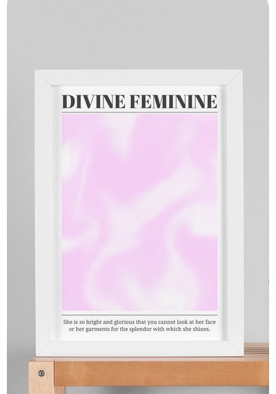 Divine Feminine Çerçeveli Tablo İlahi Dişilik Pembe Aura Enerji Renkleri