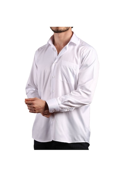 Dicotto Beyaz Büyük Beden Rahat Kesim Micro Kumaş Kol Düğmeli Regular Fit Erkek Gömlek - 190-1 001