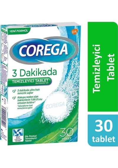 Corega 3 Dakikada Diş Protezi Temizletici Tablet 30'lu