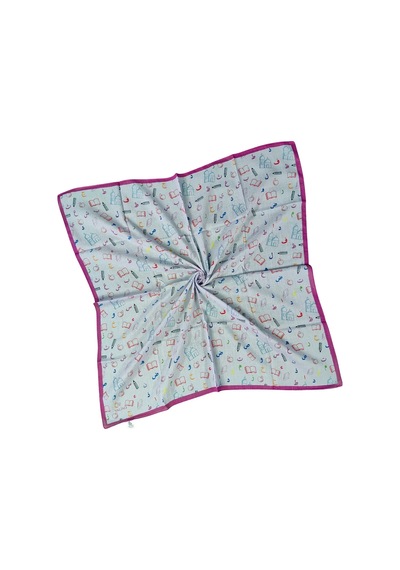 Mim Eşarp Valino Soft Pamuk Çocuk Desenli Eşarp 70x70 Cm Lila - Elif Ba