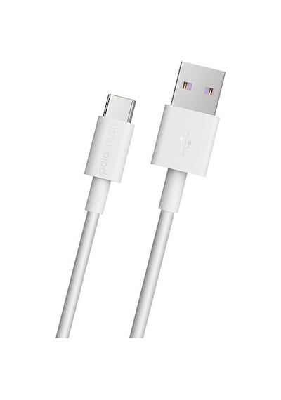 Polosmart PSM30 5A 100W Süper Hızlı UsbA to Type-C Data ve Şarj Kablosu Beyaz