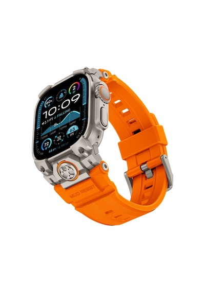 Watch Ultra 49mm Uyumlu Mohseven İwatch Armor Silikon Kordon Titanyum-turuncu