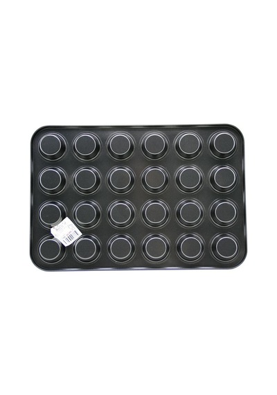 24 Gözlü Metal Muffin Kek Kalıbı Siyah Renkli