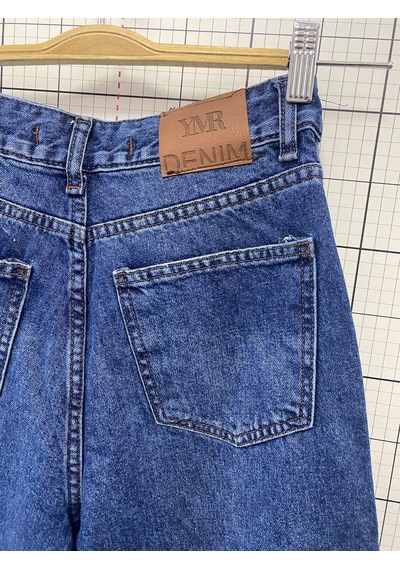 Ymr Moda Mavi Ön Detaylı Salaş Kadın Jeans Kot Pantolon 26608