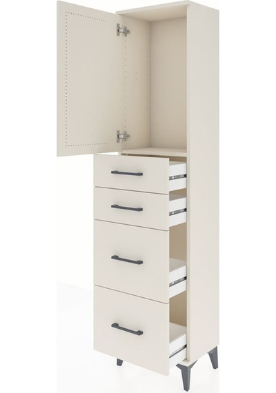 Arges Dolap Tek Raflı 4 Çekmeceli Tek Kapaklı 44x30x182 Aytaş... Aytaşı