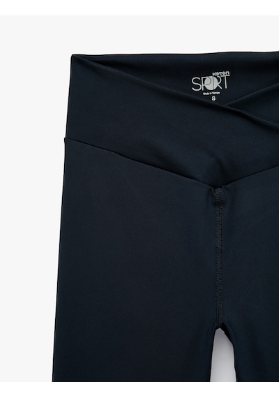 Koton Yüksek Bel İnterlok Slim Fit Spor Tayt Lacivert 7wak40139nk