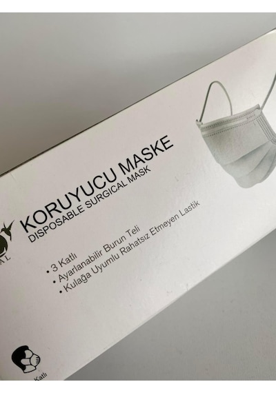 Bfl 3 Katlı Cerrahi Maske 50'li Kutu - Burun Ayarlı Maske