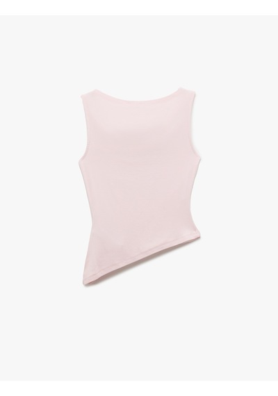 Koton Slim Fit Degaje Yaka Asimetrik Kolsuz Viskon Bluz Pembe 5sal30275ık Gül