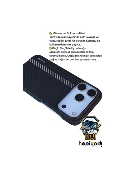 Apple Uyumlu iPhone 17 Pro Max Kılıf M-safe Şarj 600d Güçlü Kamera Çerçeveli Pure Kevlar Fiber Turuncu-siyah Hafi