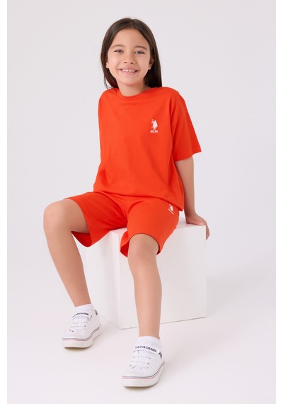 U.S. Polo Assn. U.s. Polo Assn Kız Çocuk Turuncu Bermuda Takım Us1848-c-v25 Turuncu