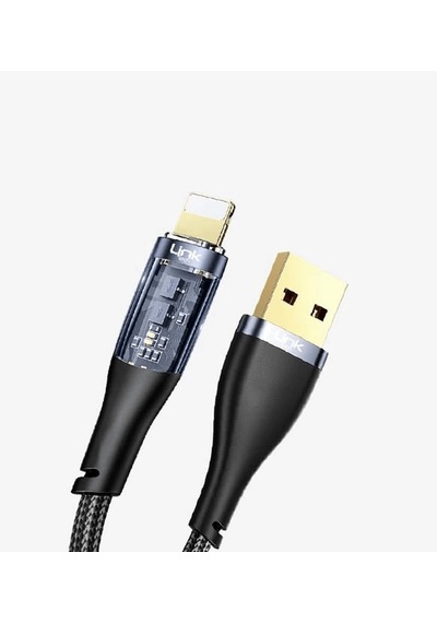 Şeffaf Uçlu Apple Uyumlu iPhone 45w Usb Hızlı Ve Dayanıklı Şarj Ve Data Işıklı Örgü Kablo 1 Metre Lisinya