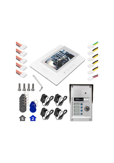 Powermaster 37t4 3 Daire 7'' Nfc Destekli Görüntülü Diafon Kapı Zili Interkom Akıllı Ev Güvenliği Sistemi-206330