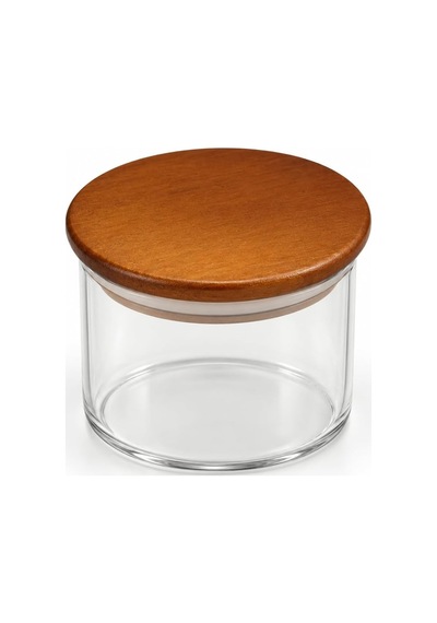 200 Ml Akasya Kapaklı Şeffaf Saklama Kavanozu, 7 X 7 Cm, Tekli Küçük Boy Mutfak Ve Kuru Gıda Saklama Kabı Çok Renkli