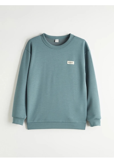 Lc Waikiki Yeşil Erkek Çocuk Bisiklet Yaka Kalın Sweatshirt YESIL