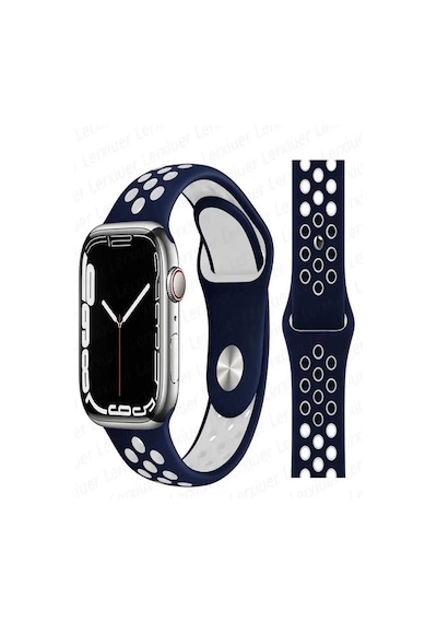 Apple Uyumlu  Watch 9-8-7-6-5-4-3-se-ultra-ultra 2 / 42-44-45-49 Mm Delikli Nike Silikon Spor Kordon