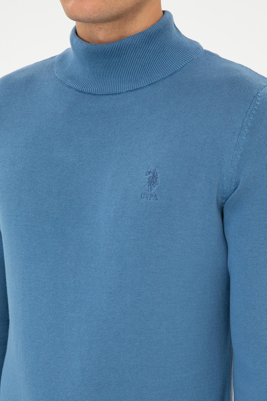 U.S. Polo Assn. Erkek Slim Fit Yarım Balıkçı Yaka Saks Basic Kazak 50307783-VR032
