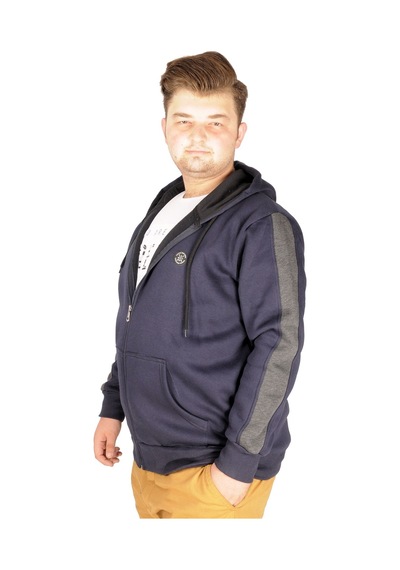 Mode Xl Büyük Beden Erkek Sweatshirt Arm Strap 21503 Lacivert 001