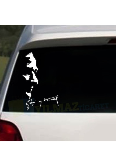 Gazi Mustafa Kemal Atatürk Silüeti Imza Araba Oto Sticker Etiket