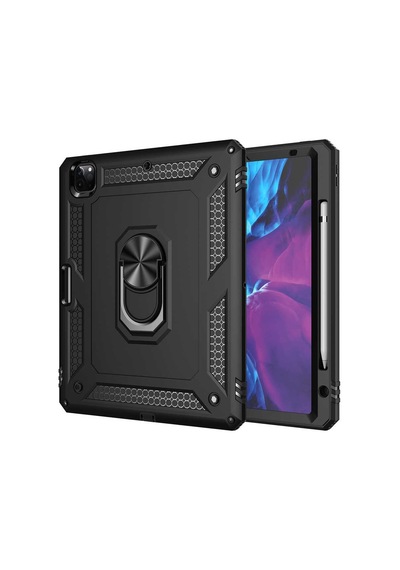 İpad Pro 12.9 2020 4.nesil A2229-a2069-a2232-a2233 Uyumlu Çift Katman Yüzüklü Vega Tablet Kılıfı - Kırmızı - T16152