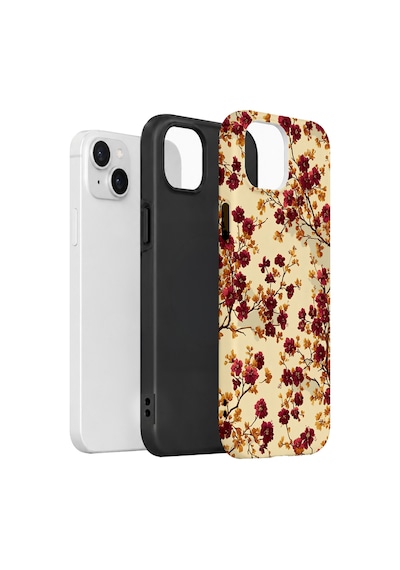 Velvoria Valestra Bordo Kır Çiçeği Apple iPhone Uyumlu 15 Darbe Korumalı Kılıf Valestra Select - Bordo Kır Çiçeği