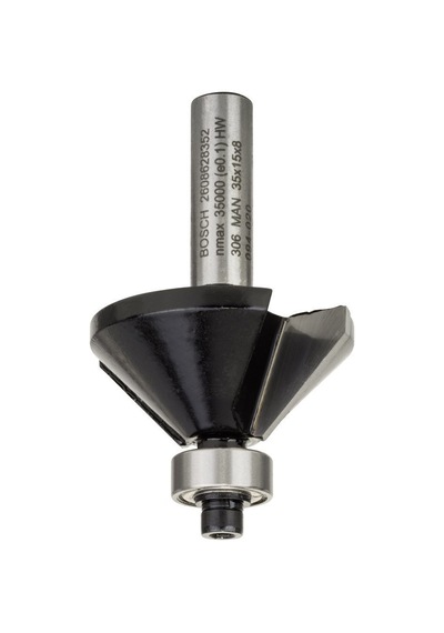 Bosch Stn Seri Ahşap İçin Çift Oluklu Sert Metal Bilya Yataklı PahAçma Freze 8x11x45MM - 2608628352