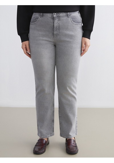 Lcw Jeans Gri Mom Fit Kadın Jean Pantolon